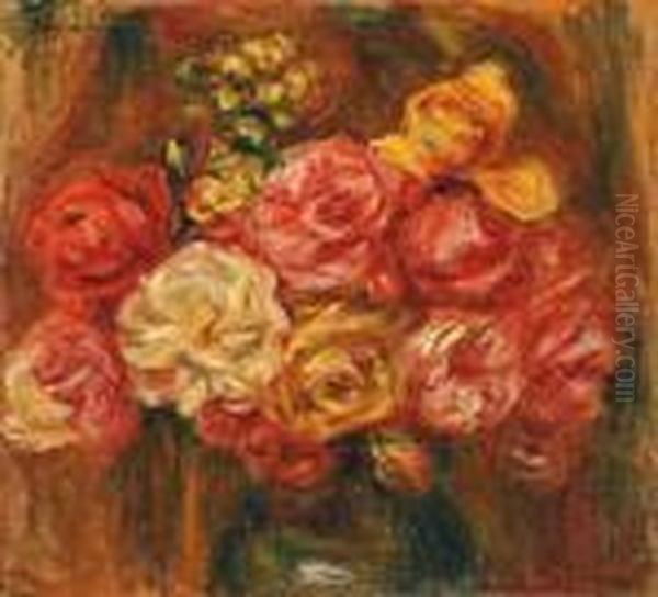 Bouquet De Roses Oil Painting by Pierre Auguste Renoir