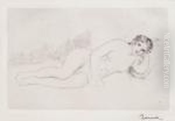 Femme Nue Couchee Oil Painting by Pierre Auguste Renoir