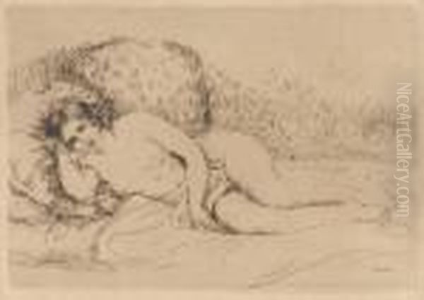 Femme Nue Couchee Oil Painting by Pierre Auguste Renoir