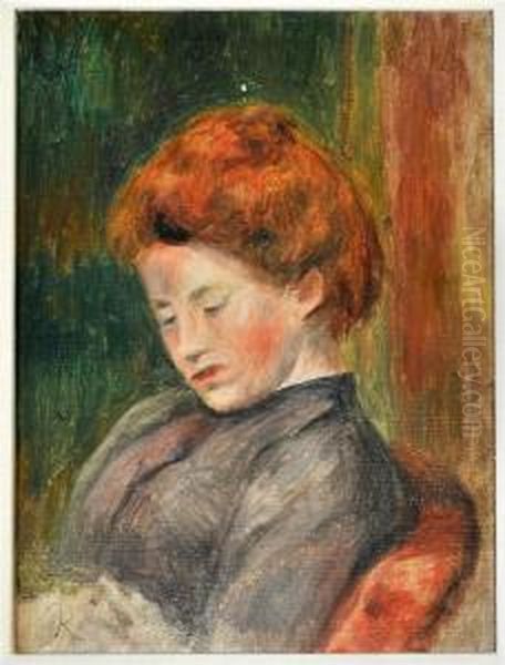 Tete De Femme Oil Painting by Pierre Auguste Renoir