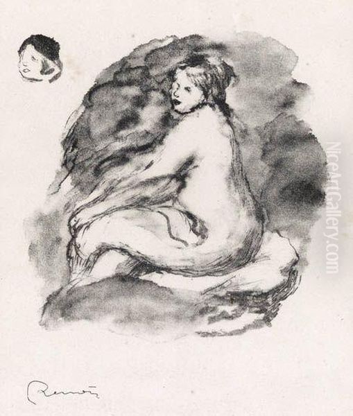 Etude De Femme Nue, Assise, Variante Oil Painting by Pierre Auguste Renoir