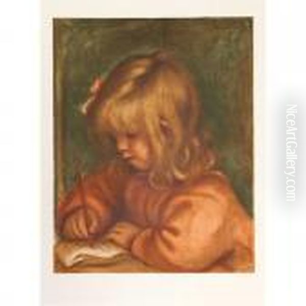 Girl Drawing Oil Painting by Pierre Auguste Renoir