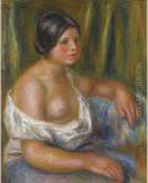 Femme En Bleu Oil Painting by Pierre Auguste Renoir