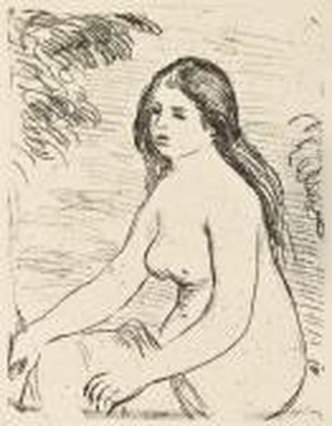 Femme Nue Assise Oil Painting by Pierre Auguste Renoir