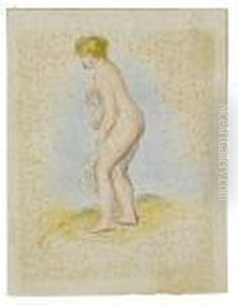 Baigneuse, Debout, En Pied Oil Painting by Pierre Auguste Renoir