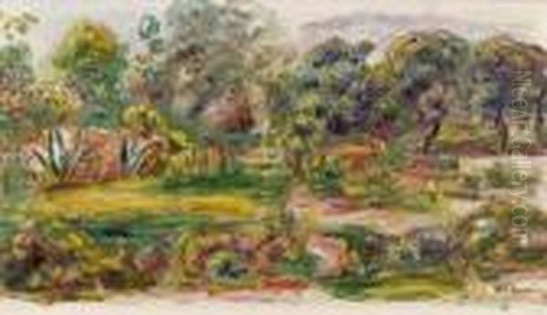 Paysage Aux Environs De Cagnes Oil Painting by Pierre Auguste Renoir