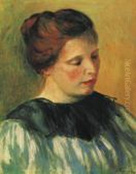 Tete De Femme Oil Painting by Pierre Auguste Renoir