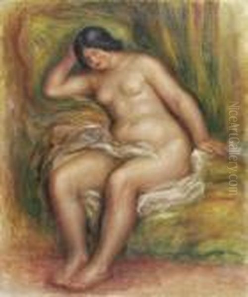 Nu Assis Oil Painting by Pierre Auguste Renoir