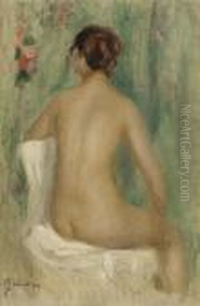 Nu Assis, De Dos Oil Painting by Pierre Auguste Renoir