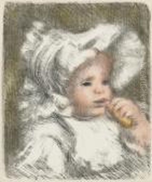 L'enfant Au Biscuit Oil Painting by Pierre Auguste Renoir