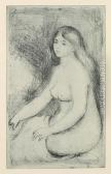 Baigneuse Assise Oil Painting by Pierre Auguste Renoir