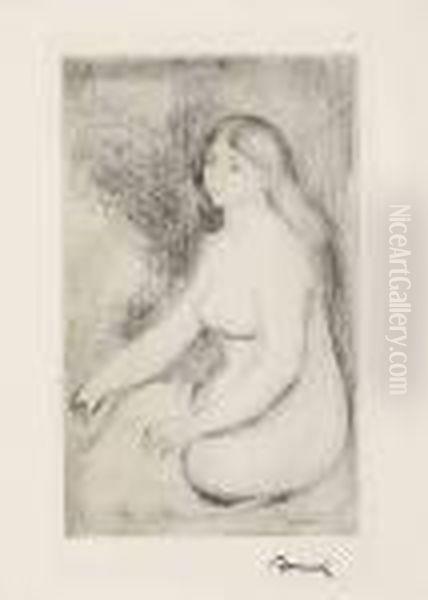 Baigneuse Assise Oil Painting by Pierre Auguste Renoir