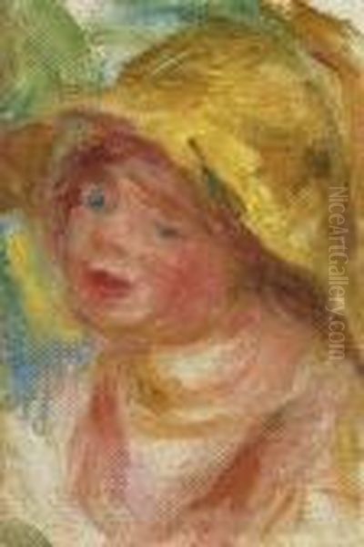 Jeune Femme Au Chapeau Oil Painting by Pierre Auguste Renoir