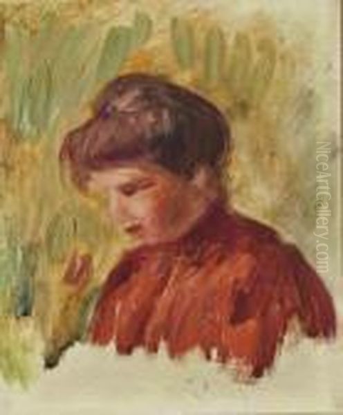 Portrait De Jeune Fille Oil Painting by Pierre Auguste Renoir