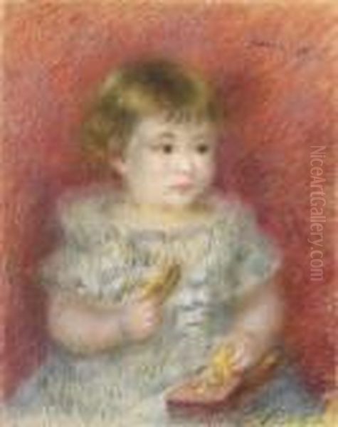 Portrait De Bebe Oil Painting by Pierre Auguste Renoir