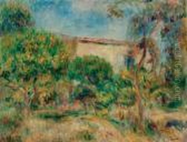 Paysage, La Maison Vue De La Ferme Oil Painting by Pierre Auguste Renoir