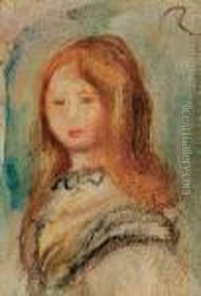 Portrait De Jeune Fille Oil Painting by Pierre Auguste Renoir