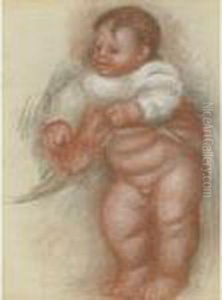 Enfant Nu Debout Oil Painting by Pierre Auguste Renoir