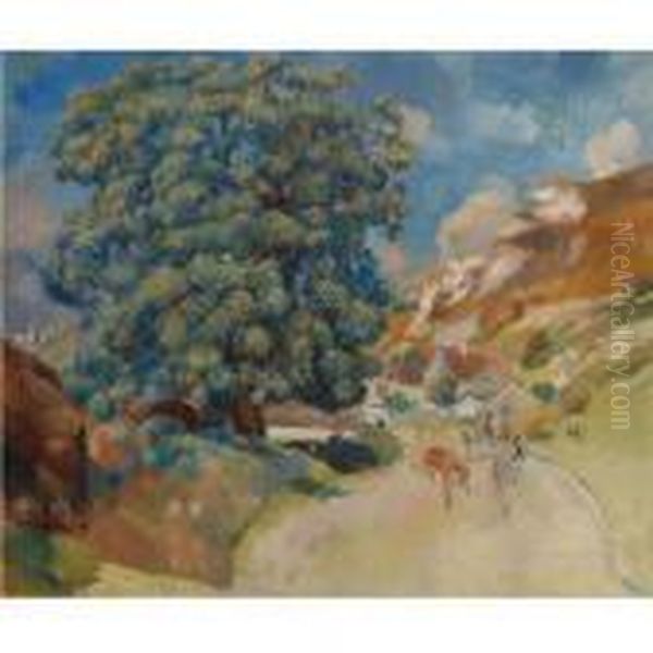 Le Grand Arbre Au Bord De La Route Oil Painting by Pierre Auguste Renoir