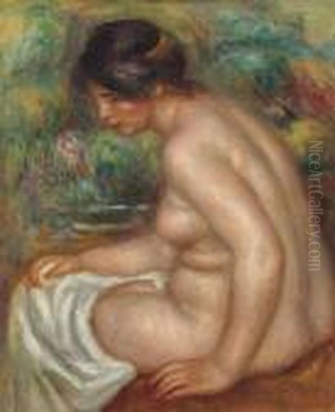 Baigneuse Assise Oil Painting by Pierre Auguste Renoir