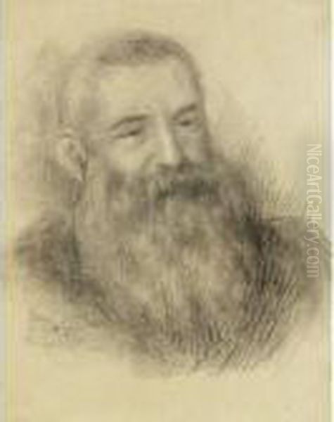 Portrait De Claude Monet Oil Painting by Pierre Auguste Renoir