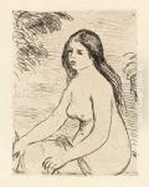 Femme Nue Assise Oil Painting by Pierre Auguste Renoir