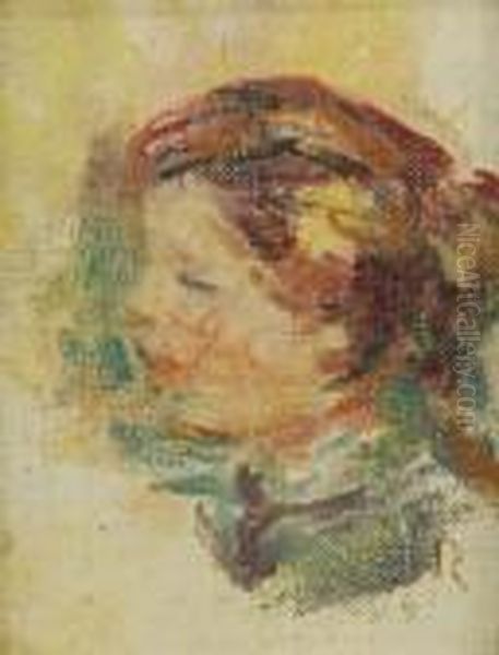 Jeune Femme En Profile Oil Painting by Pierre Auguste Renoir