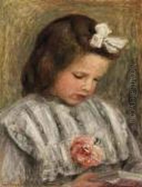 Tete De Fillette Oil Painting by Pierre Auguste Renoir