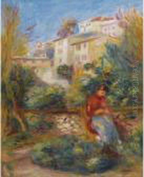 La Terrasse A Cagnes Oil Painting by Pierre Auguste Renoir