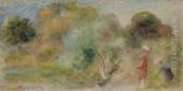 Personnages Dans Un Paysage Meridional Oil Painting by Pierre Auguste Renoir