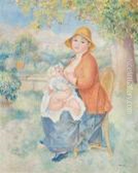 Maternite Ou Femme Allaitant Son Enfant Oil Painting by Pierre Auguste Renoir