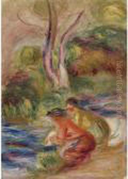 Les Laveuses Oil Painting by Pierre Auguste Renoir