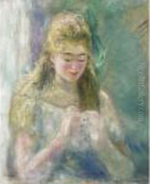 La Couseuse Oil Painting by Pierre Auguste Renoir