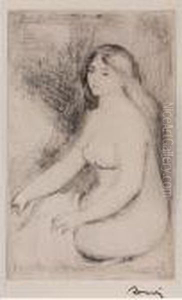 Baigneuse Assise Oil Painting by Pierre Auguste Renoir