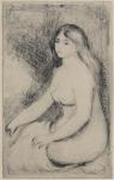 Baigneuse Assise. Oil Painting by Pierre Auguste Renoir