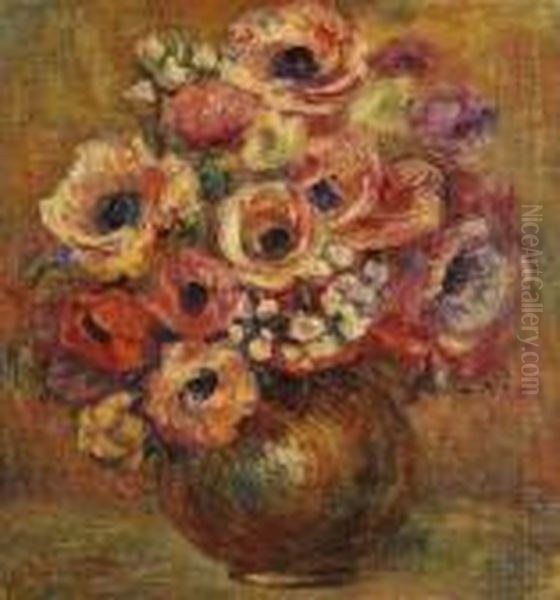 Vase De Fleurs Oil Painting by Pierre Auguste Renoir