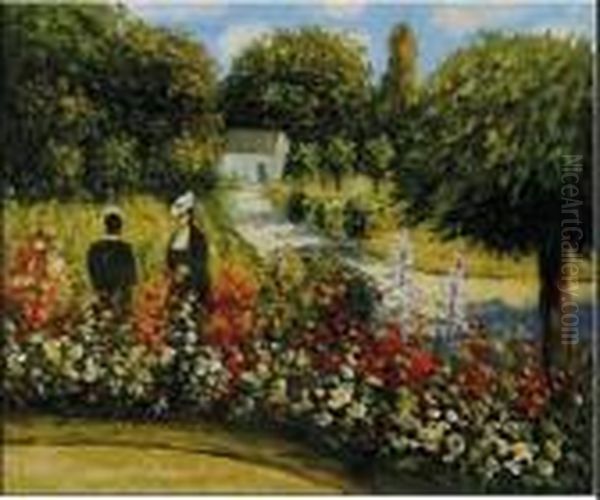 The Rose Garden At Wargemont Oil Painting by Pierre Auguste Renoir