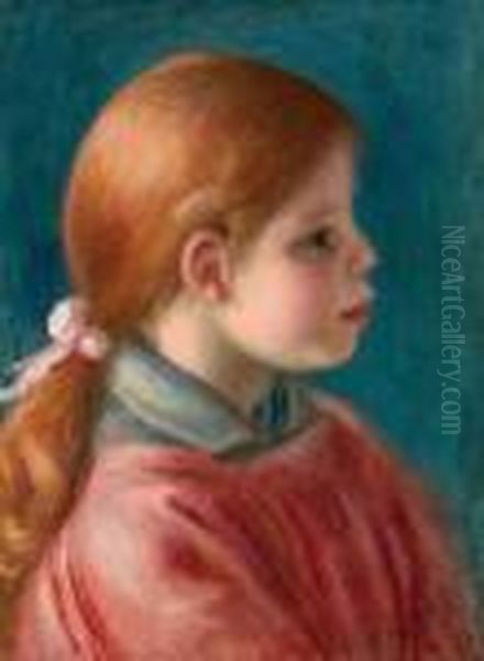 Tete De Jeune Fille Oil Painting by Pierre Auguste Renoir