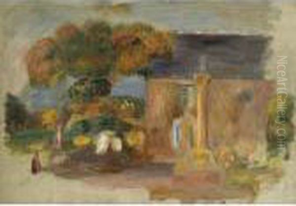 Paysage De Bretagne - Maison Et Calvaire Oil Painting by Pierre Auguste Renoir