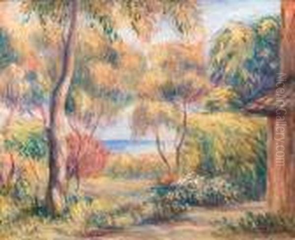 Paysage A Cagnes Oil Painting by Pierre Auguste Renoir