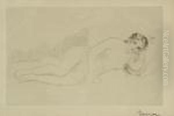 Femme Nue Couchee (tournee A Droite) 1er Planche Oil Painting by Pierre Auguste Renoir