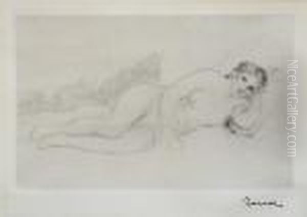 Femme Nue Couchee Oil Painting by Pierre Auguste Renoir