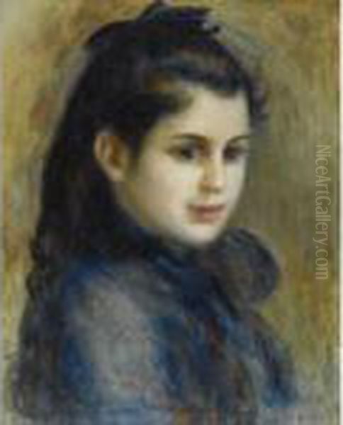 Tete De Jeune Fille Oil Painting by Pierre Auguste Renoir