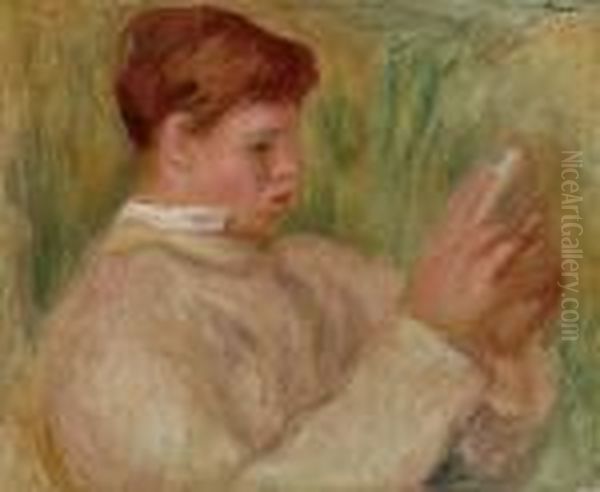 Jean Renoir Lisant Oil Painting by Pierre Auguste Renoir