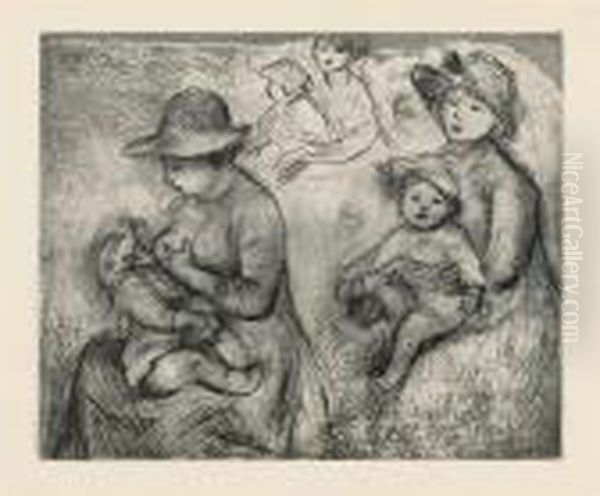 Trois Esquisses De Maternites Oil Painting by Pierre Auguste Renoir