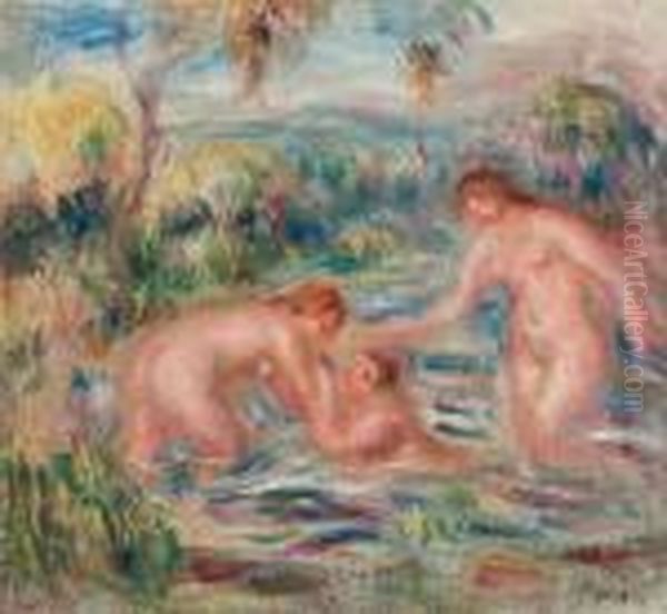 Trois Baigneuses Oil Painting by Pierre Auguste Renoir