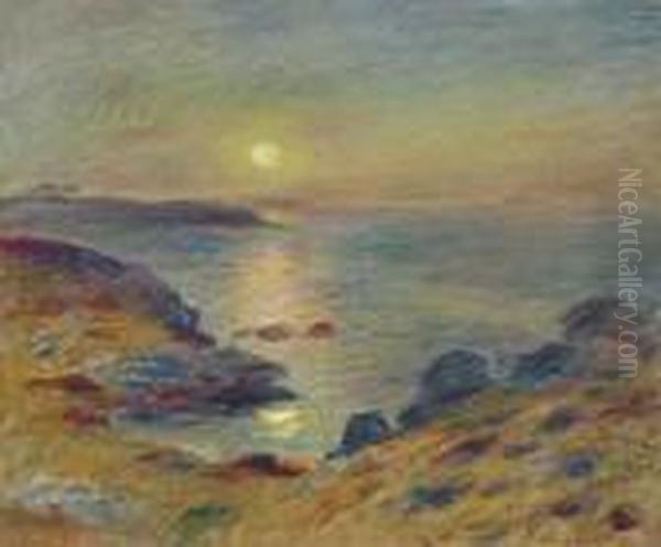 Coucher De Soleil A Douarnenez Oil Painting by Pierre Auguste Renoir