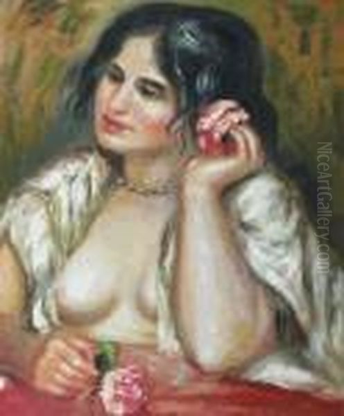 Gabrielle With A Rose Oil Painting by Pierre Auguste Renoir