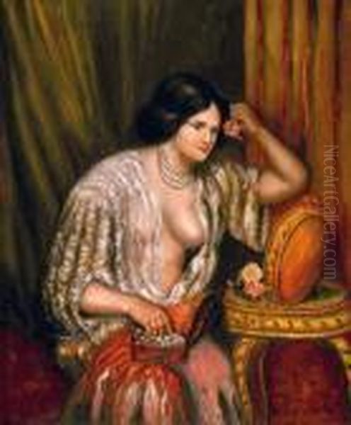 Gabrielle With Jewelry Oil Painting by Pierre Auguste Renoir