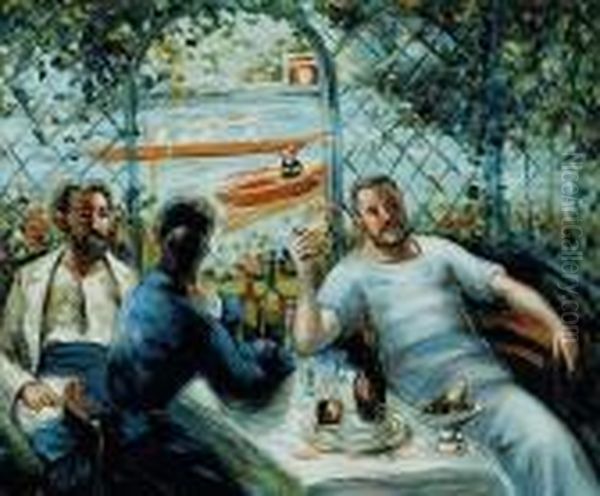 Lunch At The Restaurant Fournaise (the Rowers Lunch) Oil Painting by Pierre Auguste Renoir